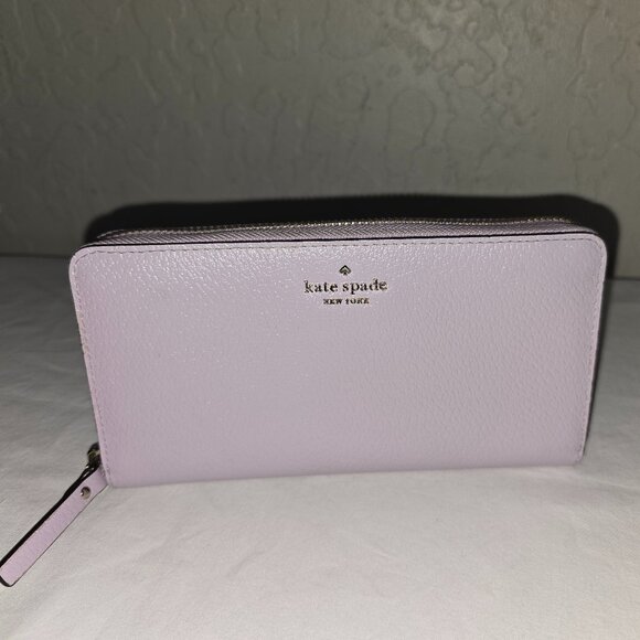 Kate Spade WLRU6055 Pale Lavender Pebble Grain Leather Continental Zip Wallet - Picture 1 of 6